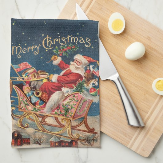 Patriotic Santa Theedoek (Quarter Fold)