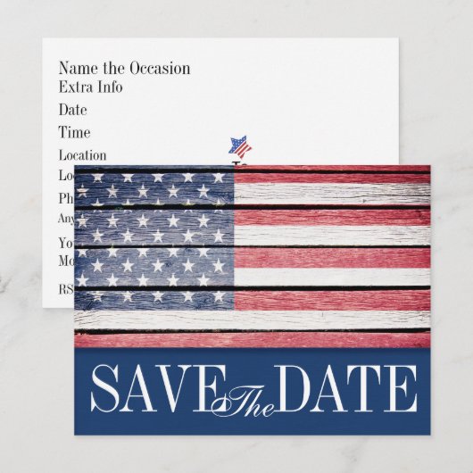 Patriotic Save the Date Briefkaart (Voorkant / Achterkant)