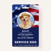 Patriotic Service Dog American Flag Photo ID Badge (Voorkant)