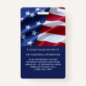 Patriotic Service Dog American Flag Photo ID Badge (Achterkant)