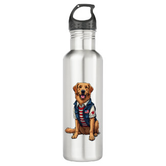 Patriotic Service Dog Golden Retriever Shirt 4 Waterfles