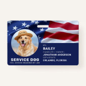 Patriotic Service Dog USA American Flag Photo ID Badge (Voorkant)