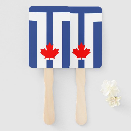 Patriotic set of hand fans with flag of Toronto Handwaaier (Voorkant en achterkant)