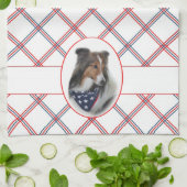 Patriotic Sheltie Kitchen Towel Theedoek (Gevouwen)