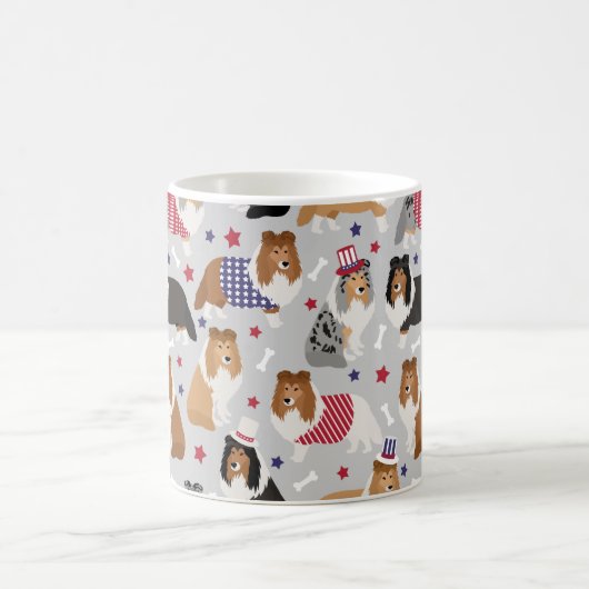 Patriotic Sheltie Shetland Sheepdog Coffee Mok (Center)