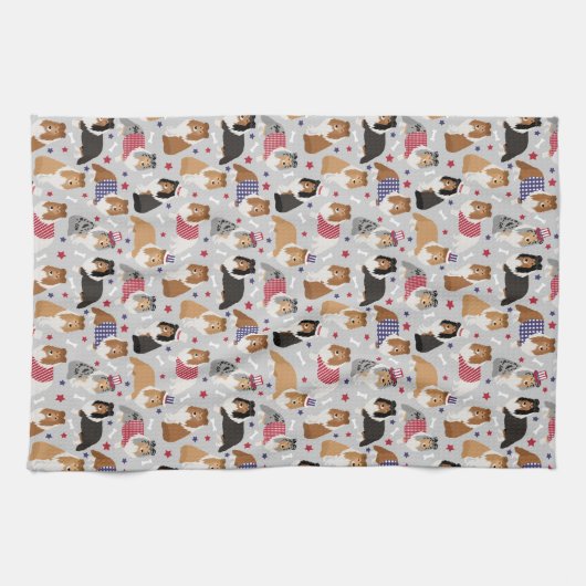 Patriotic Sheltie Shetland Sheepdog Kitchen Towel Theedoek (Horizontaal)