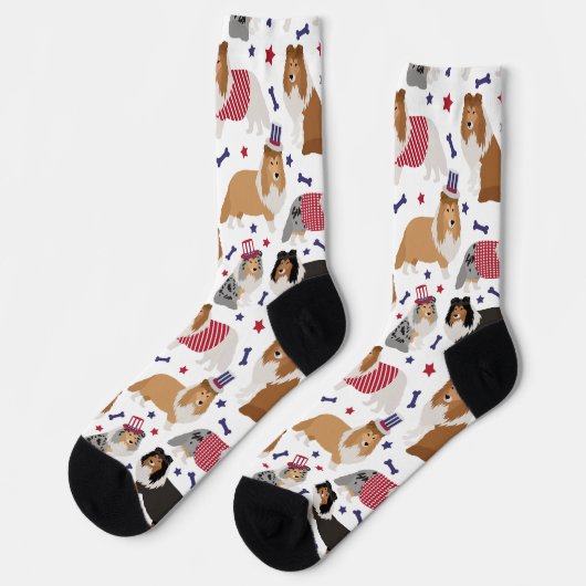 Patriotic Sheltie Shetland Sheepdog Sokken (Links)
