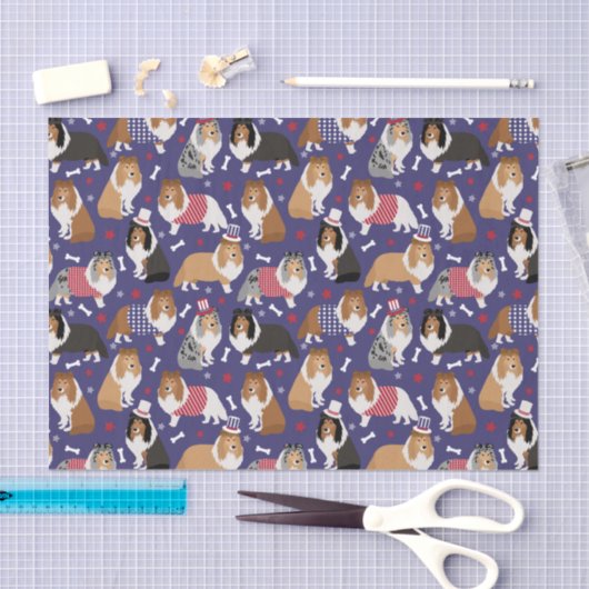 Patriotic Sheltie Shetland Sheepdog Tissuepapier (Craft)