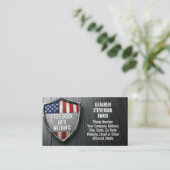 Patriotic Shield Amerikaanse vlag auto monteur Visitekaartje (Staand voorkant)