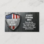 Patriotic Shield Amerikaanse vlag auto monteur Visitekaartje (Voorkant)