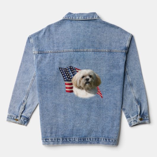 Patriotic Shih Tzu Denim Jacket (Achterkant)