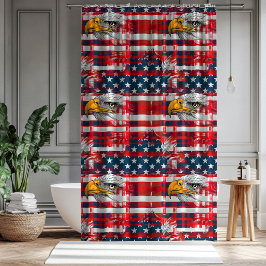 Patriotic Shower Curtain Eagle & Flag Home Style Douchegordijn