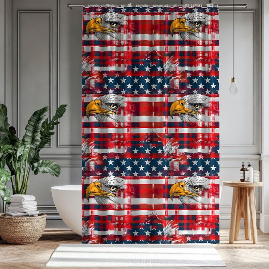Patriotic Shower Curtain Eagle & Flag Home Style Douchegordijn