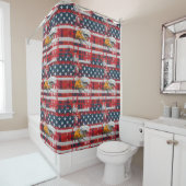Patriotic Shower Curtain Eagle & Flag Home Style Douchegordijn (In situ)