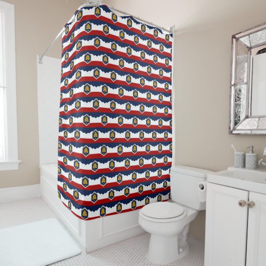 Patriotic Shower Curtain with Flag of Utah, USA Douchegordijn (In situ)