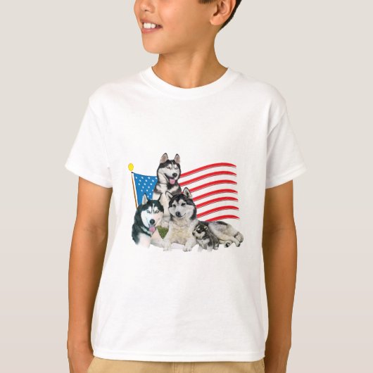 Patriotic Siberian Husky Family T-shirt (Voorkant)