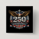 Patriotic Silver Semiquincentennial Emblem Vierkante Button 5,1 Cm (Voorkant)