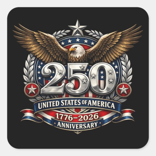 Patriotic Silver Semiquincentennial Emblem Vierkante Sticker (Voorkant)