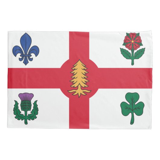 Patriotic Single Pillowcase with flag of Montreal Kussensloop (Achterkant)