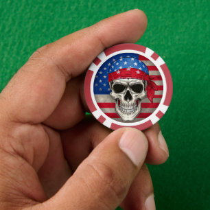 Patriotic Skull-pokerchip Poker Chips