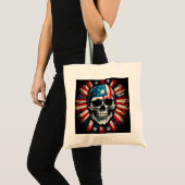 Patriotic Skull: Stars and Stripes Rebellion aange Tote Bag (Voorkant (product))
