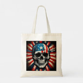 Patriotic Skull: Stars and Stripes Rebellion aange Tote Bag (Achterkant)