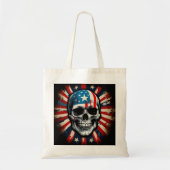 Patriotic Skull: Stars and Stripes Rebellion aange Tote Bag (Voorkant)