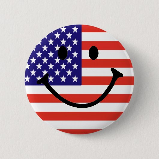 Patriotic Smile Face Ronde Button 5,7 Cm (Voorkant)
