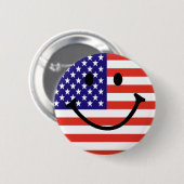 Patriotic Smile Face Ronde Button 5,7 Cm (Voorkant /achterkant)