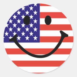 Patriotic Smile Face Ronde Sticker