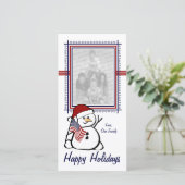 Patriotic Snowman Feestdagenkaart (Staand voorkant)