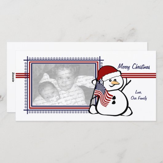 Patriotic Snowman Feestdagenkaart (Voorkant / Achterkant)