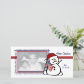 Patriotic Snowman Feestdagenkaart (Staand voorkant)