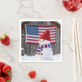 Patriotic Snowman With American Flag Servet (Insitu)