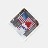 Patriotic Snowman With American Flag Servet (Hoek)