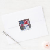 Patriotic Snowman With American Flag Vierkante Sticker (Envelop)