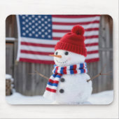 Patriotic Snowman With an American Flag Muismat (Voorkant)