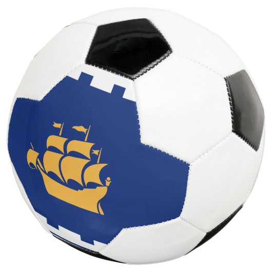 Patriotic Soccer Ball with Flag of Quebec City Voetbal (Drie kwart)