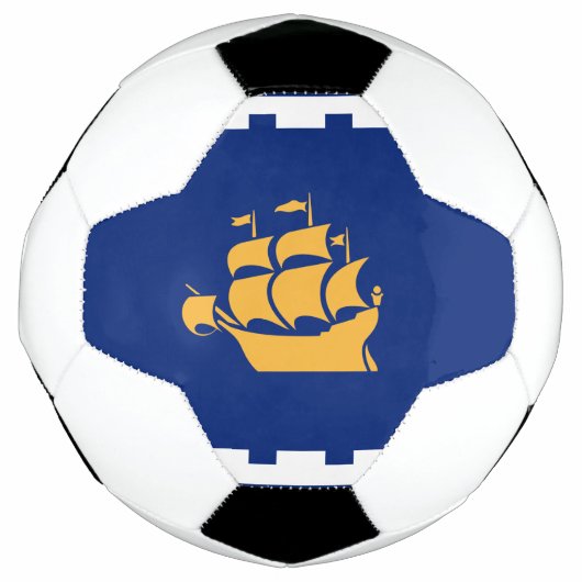 Patriotic Soccer Ball with Flag of Quebec City Voetbal (Voorkant)