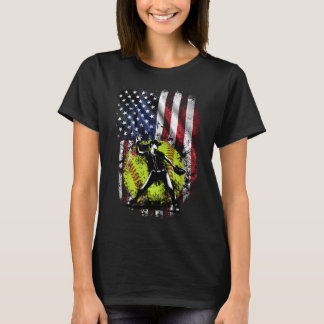 Patriotic Softball Pitcher - 4 juli Vlag van de Ve T-shirt