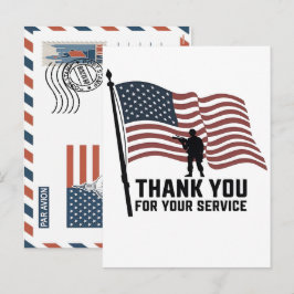 Patriotic Soldier Holding US Flag Postcard Feestdagenkaart
