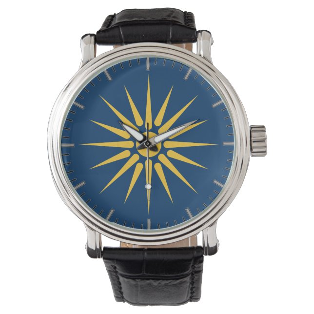Patriotic, special watch with Flag of Macedonia Horloge (Voorkant)