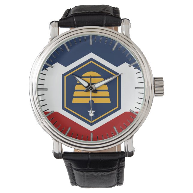 Patriotic, special watch with Flag of Utah, USA Horloge (Voorkant)