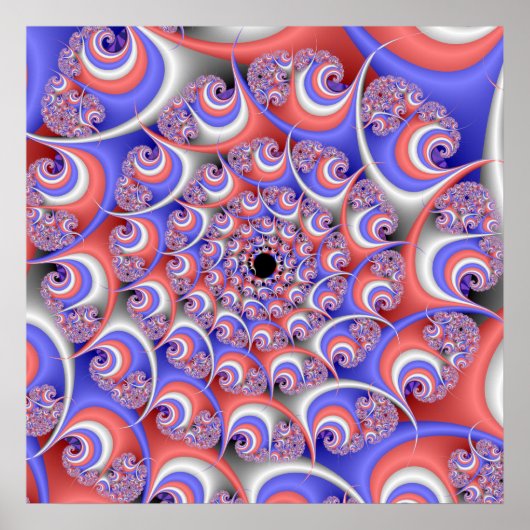 Patriotic Spiral Fractal Poster (Voorkant)