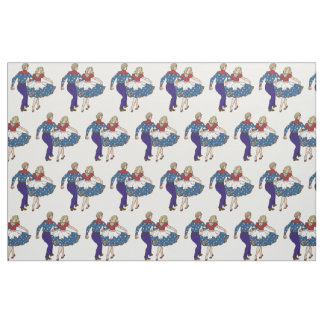 Patriotic Square Dancers USA Red white & blue Stof