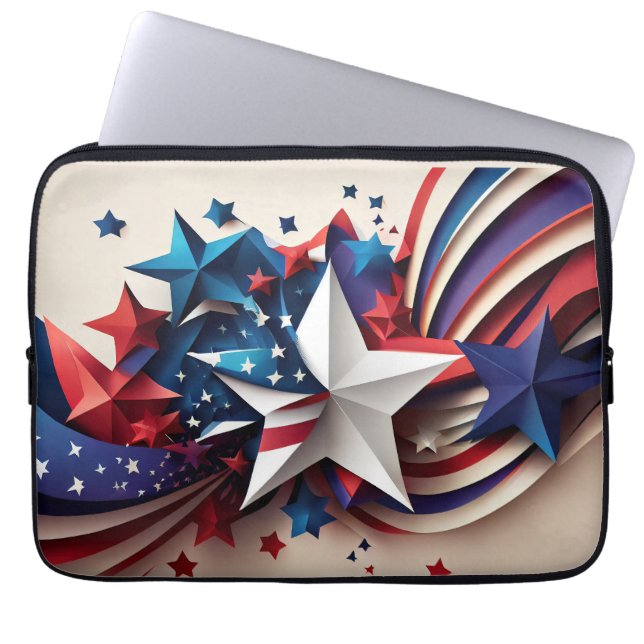 Patriotic Star Laptop Sleeve (Voorkant)