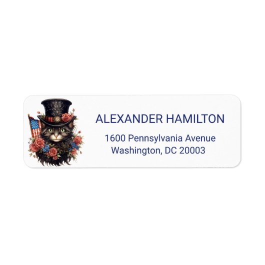Patriotic Star Spangled Cat Return Address Etiket (Voorkant)