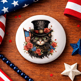 Patriotic Star Spangled Cat Ronde Button 3,2 Cm