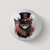 Patriotic Star Spangled Cat Ronde Button 3,2 Cm (Voorkant)