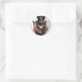 Patriotic Star Spangled Cat Ronde Sticker (Tas)
